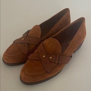 Frame Le Larchmont Whiskey Brown Suede Loafers NEW